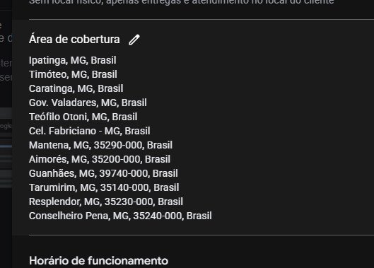 Área de cobertura da ficha da JDC com doze cidades de Minas Gerais